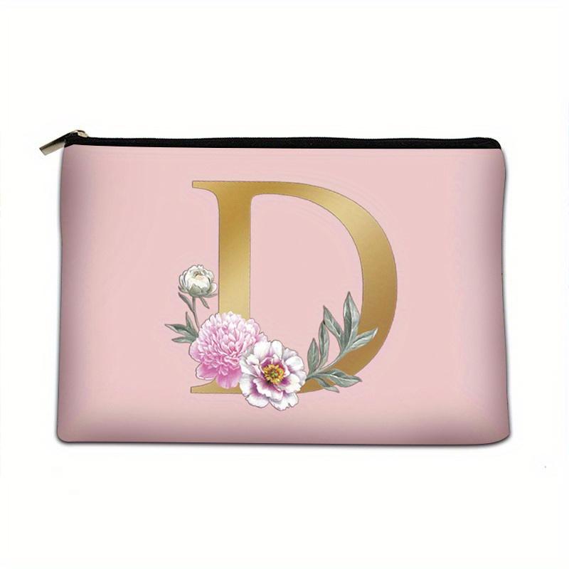 Flower Letter Print Zipper Storage Bag Lightweight Versatile Pouch Trendy Clutch Bag