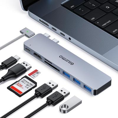 Преобразование USB C в USB PD thunderbolt 3 хаб док-станция 3 USB и компактный 7-портовый адаптер, зарядка, станция, SD/TF кардридер, порты 3.0, ультралегкий