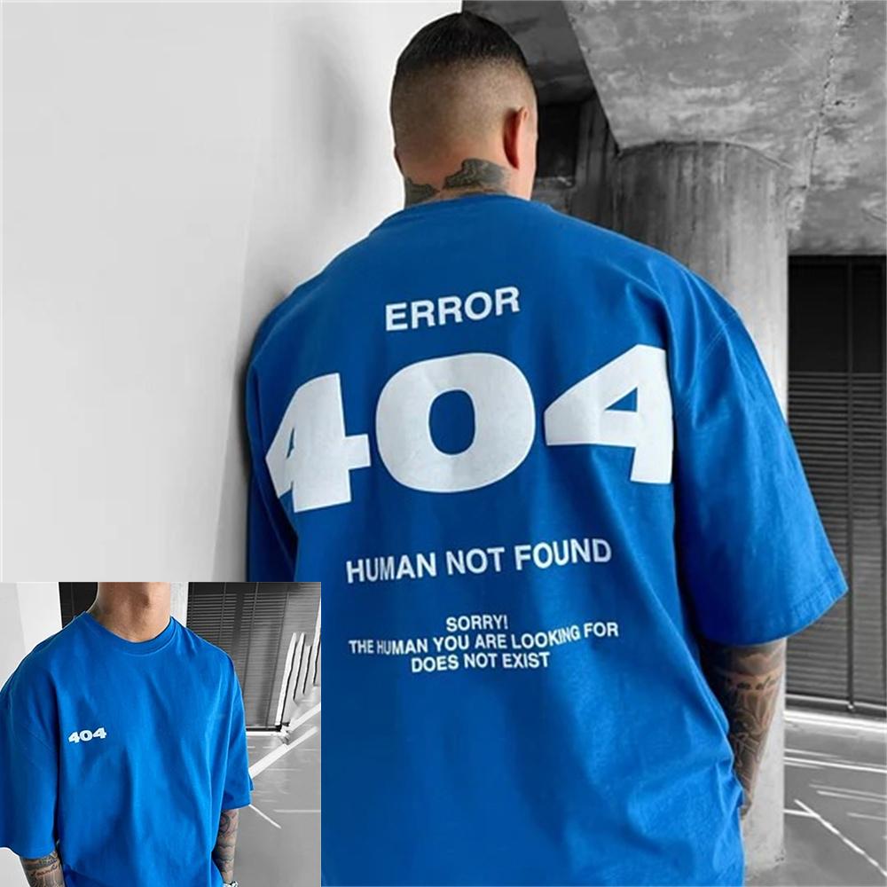 404 Graphic Men's T-Shirt Letter Printed Short Sleeve T Shirt for Men Summer Harajuku Street Y2K Cotton Tops Casual Clothing