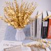 20/40pcsLot Artificial Gold Stem Eucalyptus Branch Artificial Plants for Wedding Flower Greenery Arrangement Home Decoration