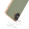 For iPhone 16 Case Electroplating Phone Cover Carbon Fiber Texture PU+TPU Protective Case - Green