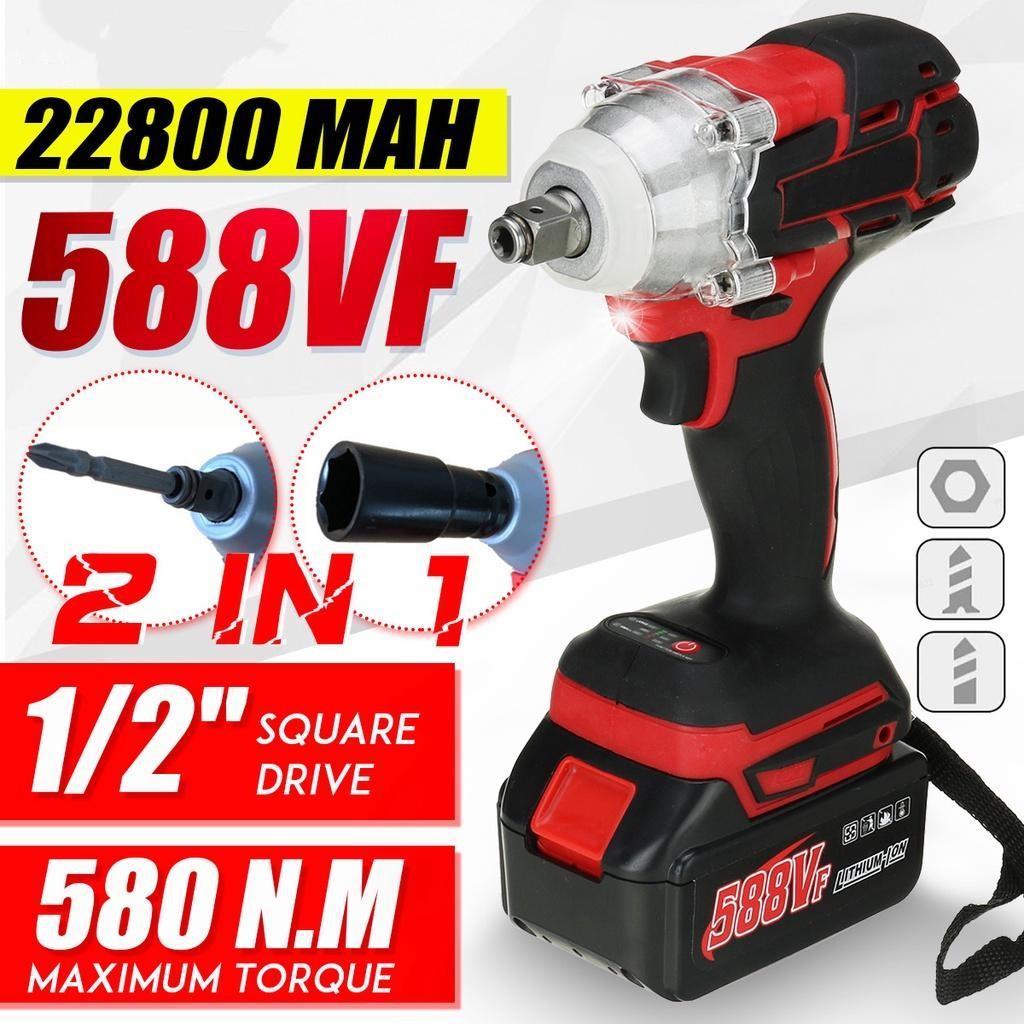 22800 мАч 588VF Бесщеточный беспроводной электрический ударный гайковерт 1/2 дюйма, электроинструменты, совместимые с аккумуляторной батареей Makita