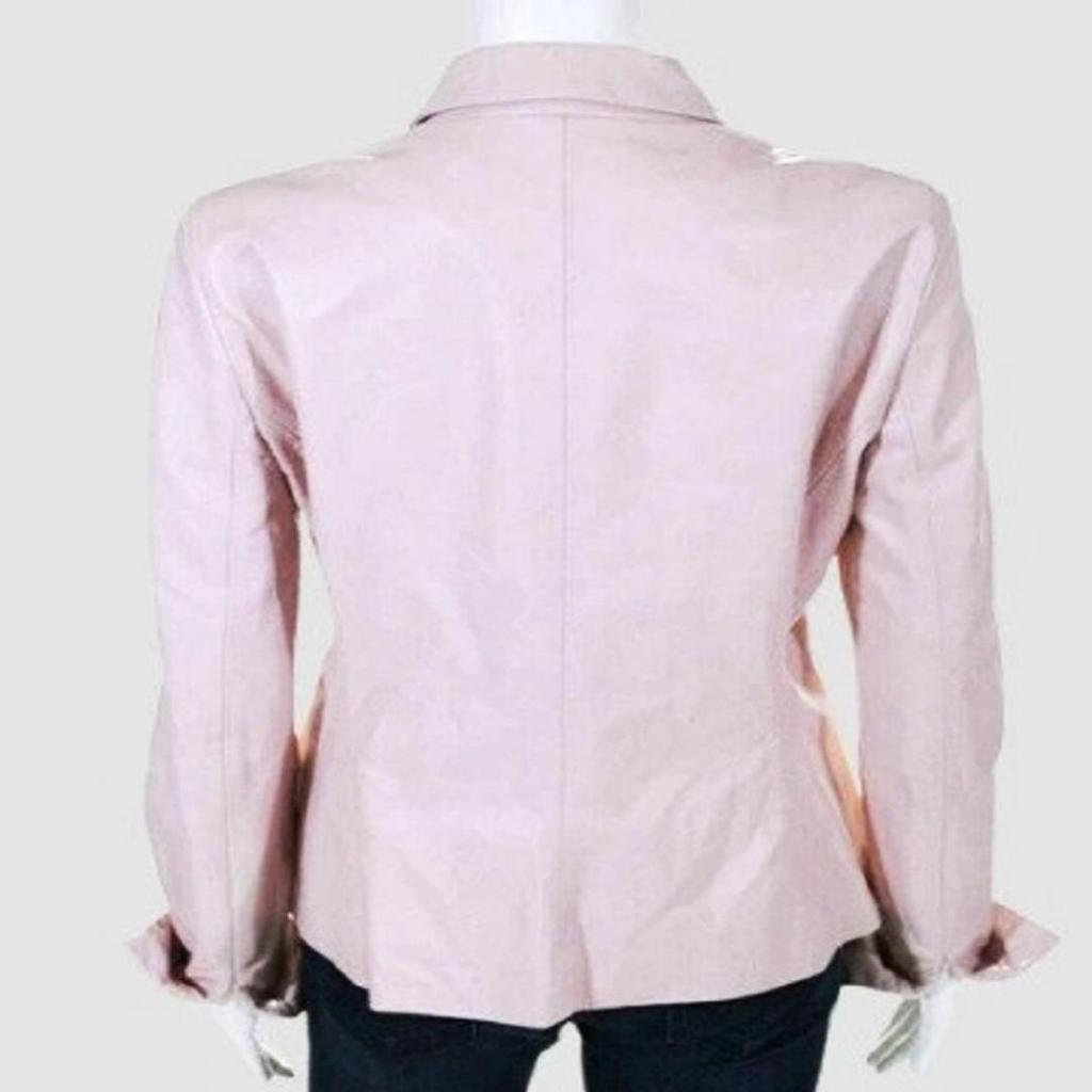 Women's Baby PINK Lambskin Leather Shirt | Slim Fit FORMAL Leather SHIRT Jacket | Stylish Down Collared Leather Shirt | Sheepskin Jacket