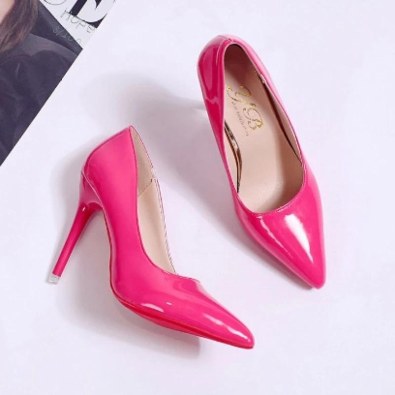 Высококачественная модная женская обувь, формальные глянцевые туфли на шпильке, элегантные, сексуальные, удобные, офисные, с острым носком, Zapatos Mujer