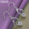 925 Sterling Silver AAA Zircon Heart Dropped Earrings Fashion Jewelry