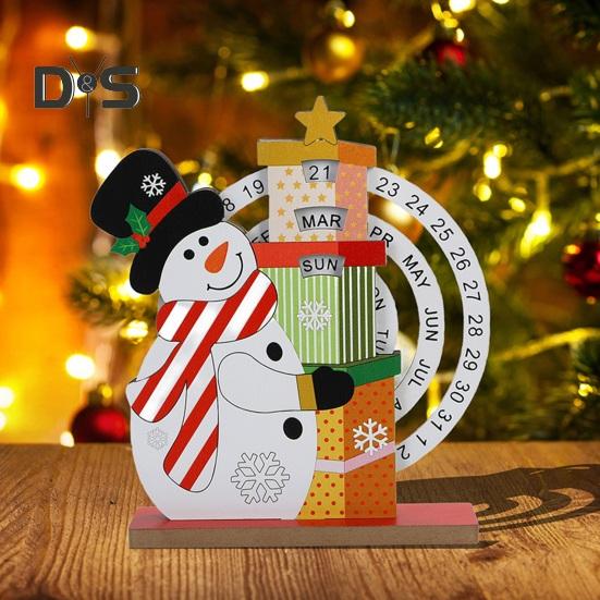 Рождественский вечный календарь, деревянный диск, вечный календарь, ручной вращающийся деревянный блок, настольный календарь для домашнего офиса