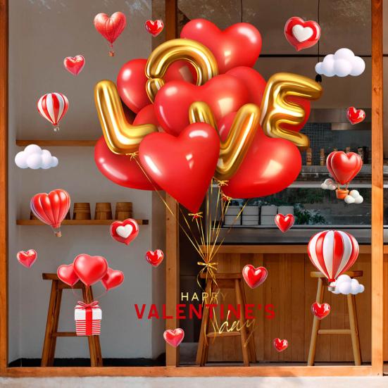 Окна к Дню святого Валентина Большие Красные Розовые Сердца Наклейки на Окно Двусторонние Многоразовые Наклейки для Свадьбы Дня Рождения Вечеринки Дома Стеклянной Двери Декор