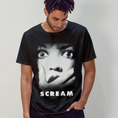Вдохновение для постера фильма «Крик» (1996) Мужская футболка Всесезонная Унисекс Чистый хлопок Повседневная Мода Уличная одежда