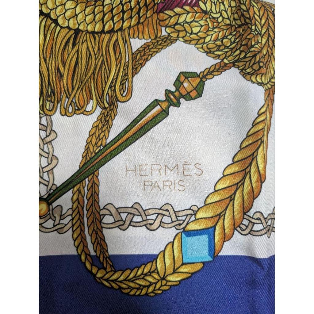 Used HERMES Hermes Carre 90 Scarf Timpani Player Jockey Horse Pattern