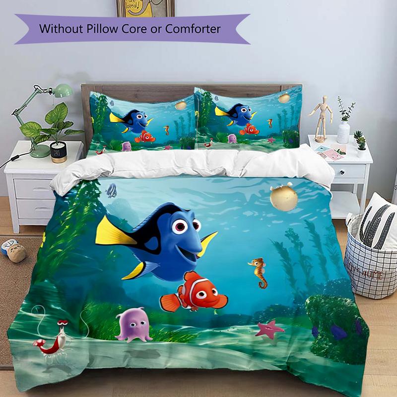 Nemo Adventure Print 3Pcs Bedding Setduvet Cover With 2 Bedropillowcase Home Birthday Gift