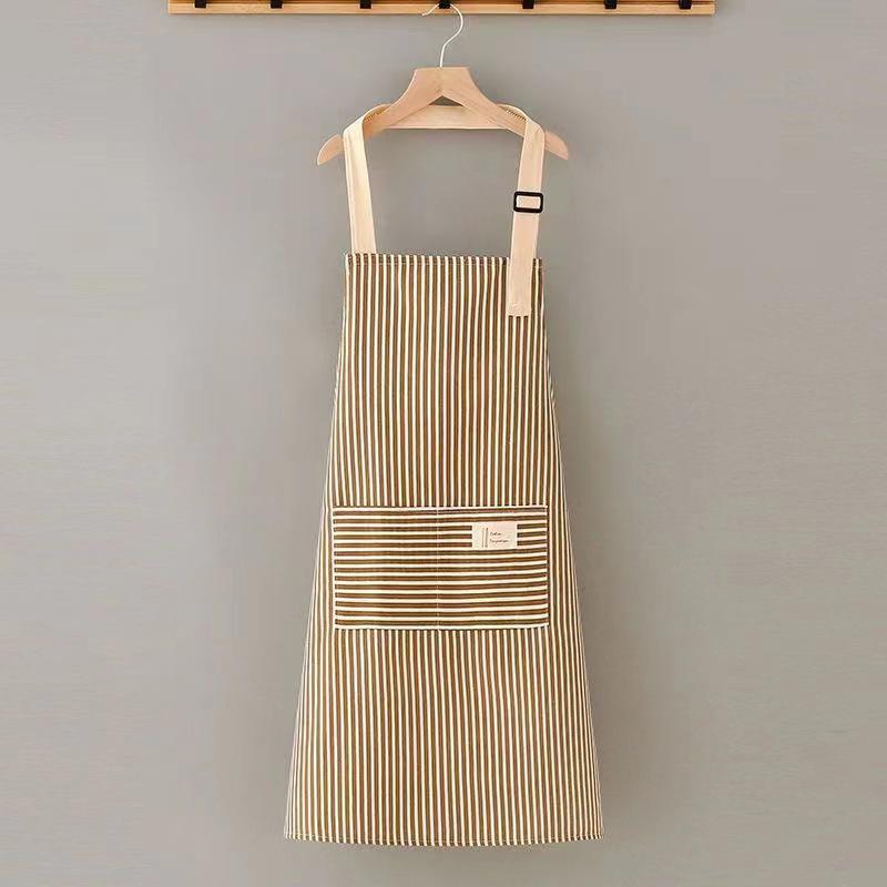 "Модные полосатые хлопково-льняные фартуки": Дышащая рабочая одежда для кухни и дома"