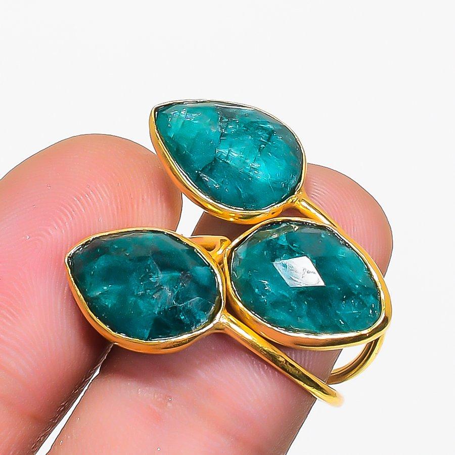 Green Jade Gemstone Handmade 925 Sterling Silver Jewelry Ring Size 6.5 KJ-1633