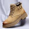 Зимние ботинки на шнуровке, высококачественные ковбойские ботинки для мужчин, толстая подошва, натуральная кожа, уличные ботинки, модные, роскошные, с круглым носком, рабочие ботинки