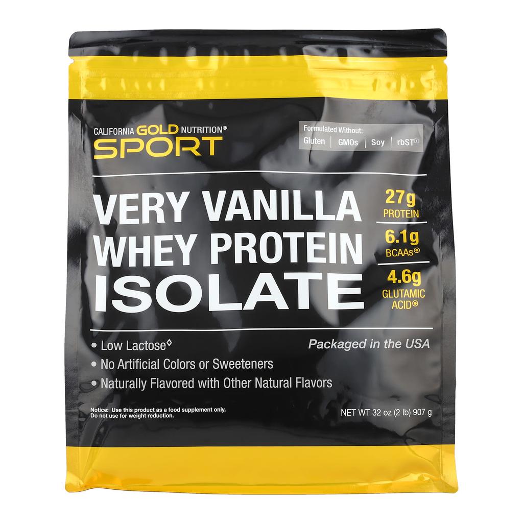 California Gold Nutrition Sports, Whey Protein Isolate, Berry Vanilla Flavor, 2 Lb (907 G)