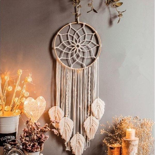 Макраме Ловец снов Цветок и свисающие листья Ловец снов