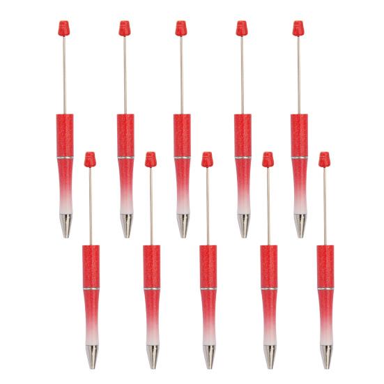 10 шт. ручек DIY с бусинами, с разноцветными бусинами и заправляемыми чернилами, шариковая ручка для плавного письма, креативная поделка для детей, забавные школьные принадлежности