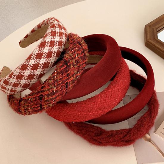 Рождественская красная повязка на голову винтажная широкая повязка для волос легкая противоскользящая петля для волос для женщин и девочек