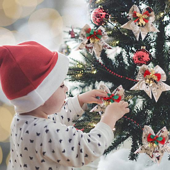 Рождественский бант-подвеска с колокольчиками, звонкий цветной бант из ленты, подвесное украшение на елку, подарок ручной работы, веселое рождественское украшение для дома