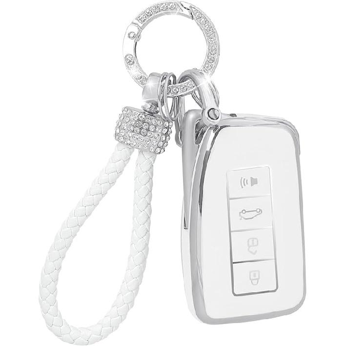 Чехол для брелока с блестящим ремешком, чехол для брелока. Защита автомобильных ключей, совместимая с Lexus RX IS ES GS LS NX RS GX LX RC LC. Держатель для смарт-ключа из мягкого ТПУ 2 3