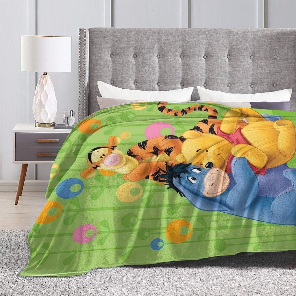 Pooh and Friends Blankets Flannel Summer Air Conditioning Winnie The Pooh Breathable Soft Throw Blankets Sofa Travel Rug Piece