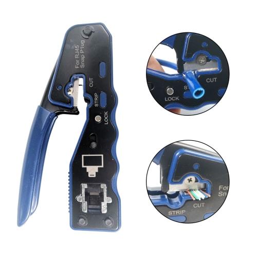 HFS (R) RJ45 Crimping Tool for Through-Type LAN Connectors, CAT6A/CAT6/CAT5E Connectors, Compatible with Telephone Cables