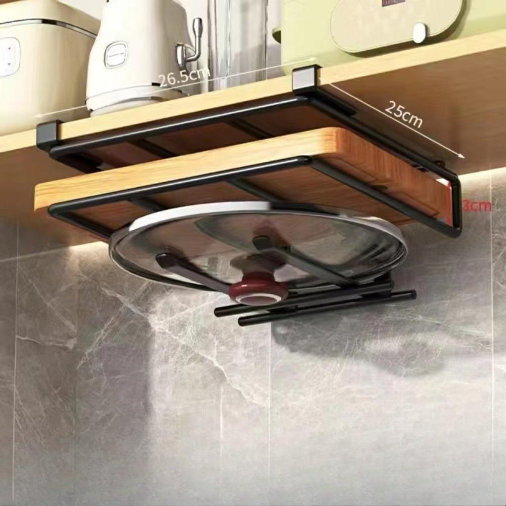 1pc Adjustable Kitchen Organizer - No Tools Wall-Mounted Shelf for Cutting Boards & Pot Lids | Space-Saving Cabinet Storage Rack