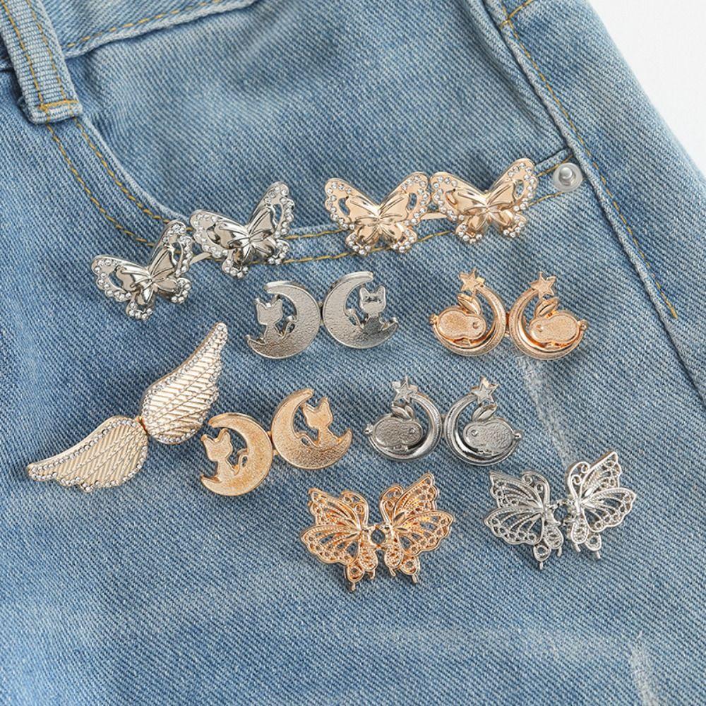 Invisible Butterfly Button Adjuster Rabbit Pants Tightener Fashion Waist Buckle Party