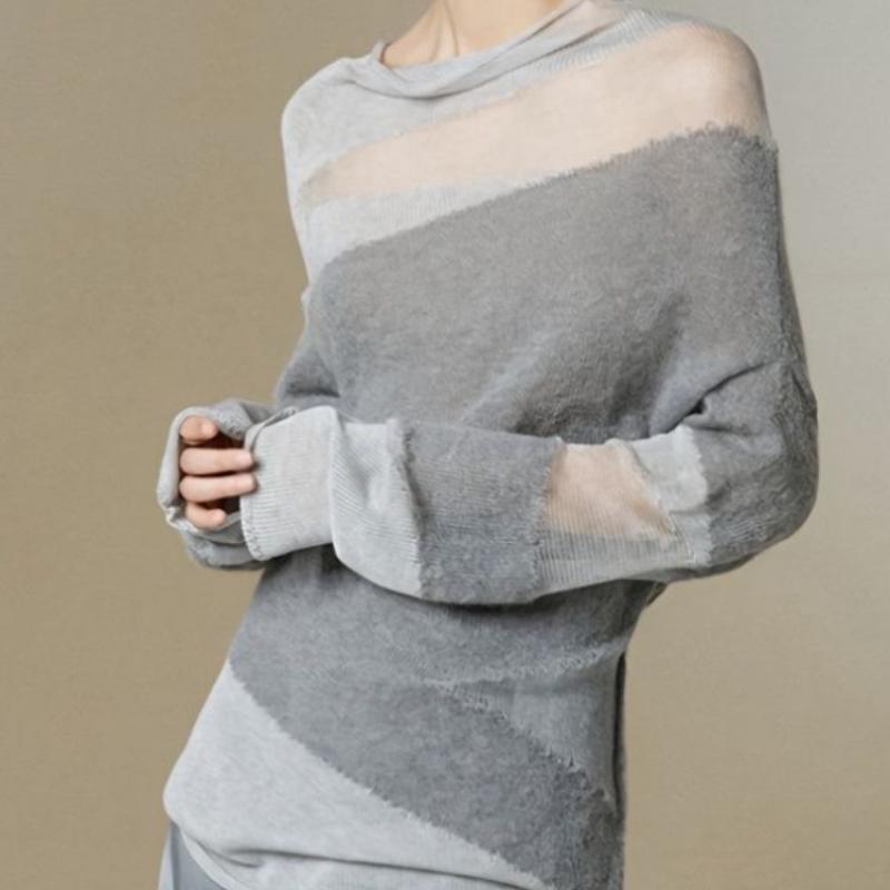 2024 весенние лоскутные водолазки женские свитера Y2k свободные ажурные пуловеры прозрачный вязаный свитер топы Y2k одежда