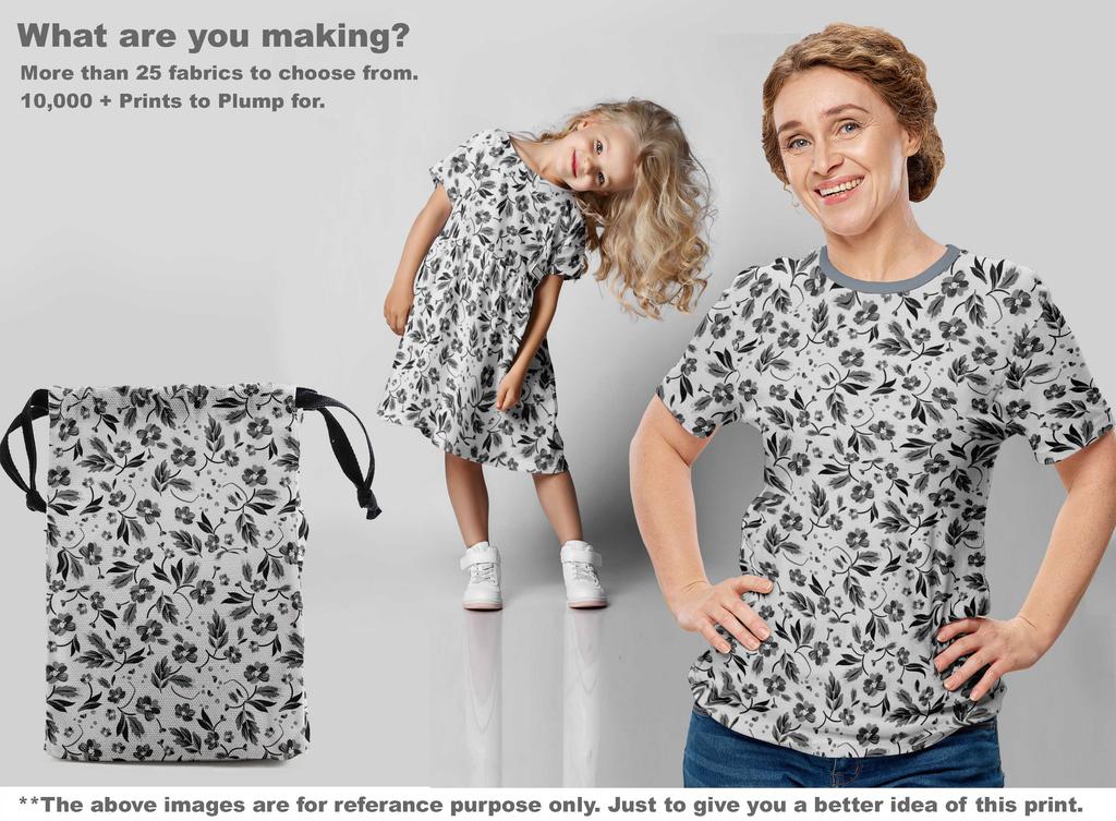 oneOone Cotton Flex Gray Fabric Floral Fabric For Sewing Printed Craft Fabric By The Yard 40 Inch