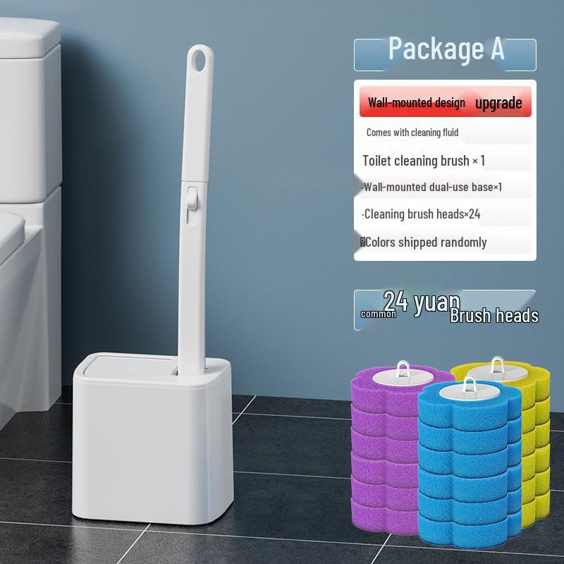 Disposable Antibacterial Toilet Brush Set with Replacement Heads