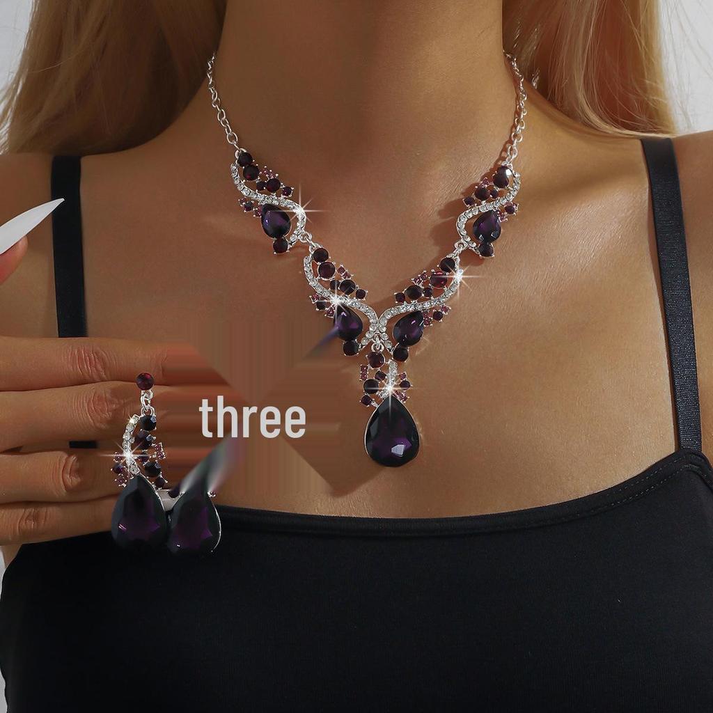 Alloy Rhinestone Necklace and Earrings Set for Women - Wedding Jewelry