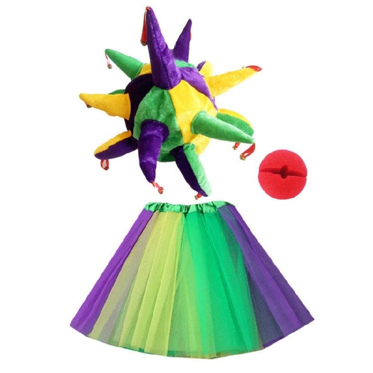 Clown Hat Clown Headband Clown Nose Clown Skirt Clown Cosplay Accessories for Women Halloween Christmas Cosplay Party