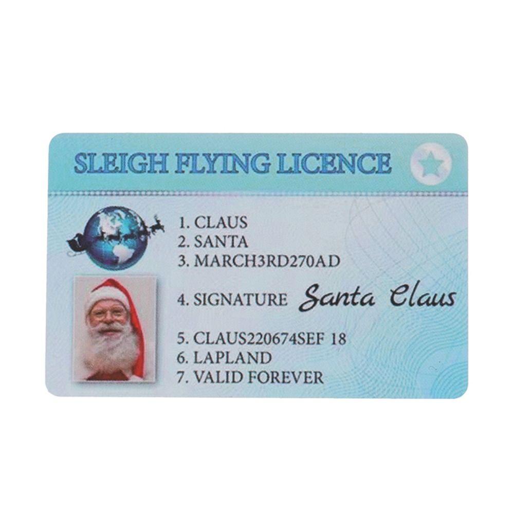 Праздничный атрибут Сани Летящие Водительское удостоверение Рождественский подарок Водительское удостоверение Санта-Клауса Рождественская открытка