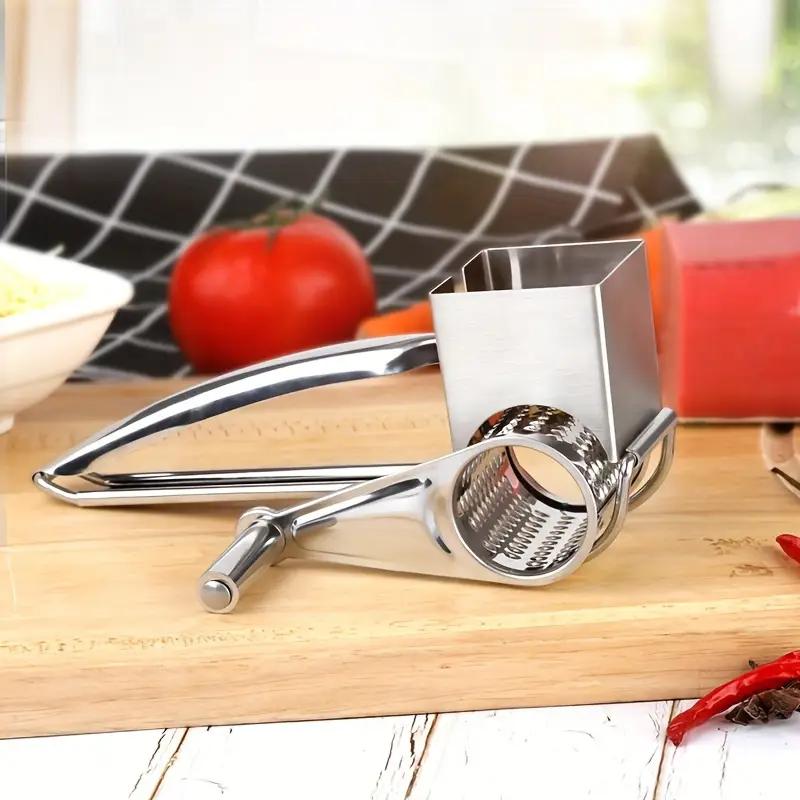 Stainless Steel Cheese Grater - Manual Rotary Cheese Shredder, Multifunctional Kitchen Gadget for Home & Restaurant Use