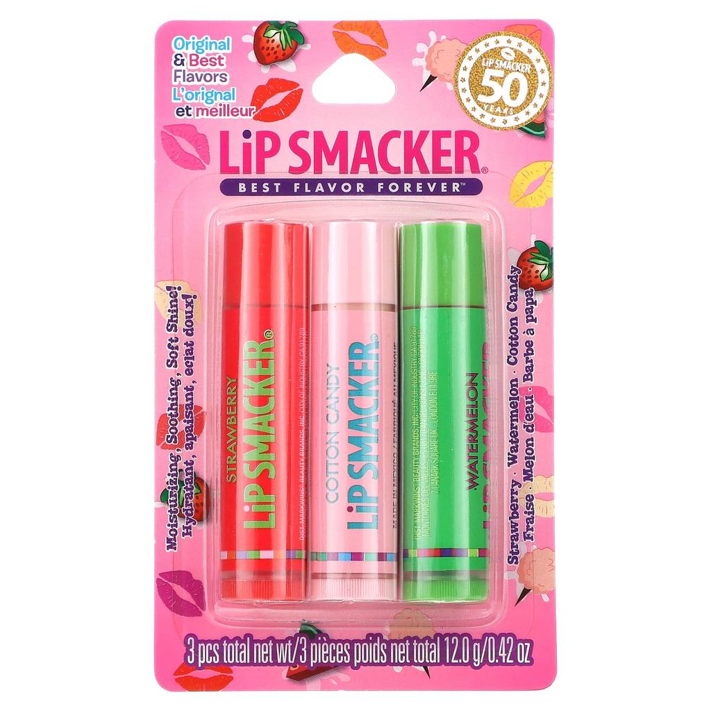 Lip Smacker Lip Balm, Original & Best Flavor, 3 Packs, 4 G (0.14 Oz) Each