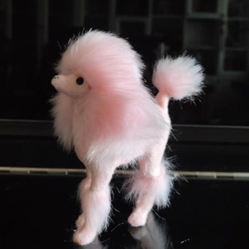 4 Inch Pink Poodle Figure Simulation Dog Plush Toys Gift Crafts Home Decoration