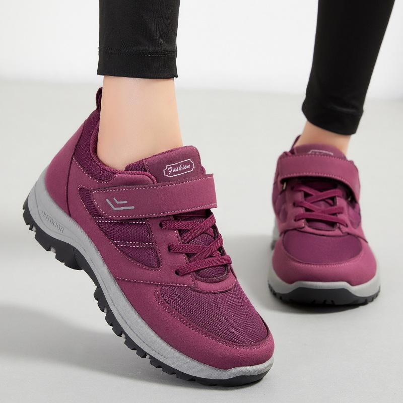 Jinshiyuanshu Winter Lightweight Middle-aged and Elderly Mother Shoes Processing Custom Velcro Sports Shoes Couple Walking Shoes