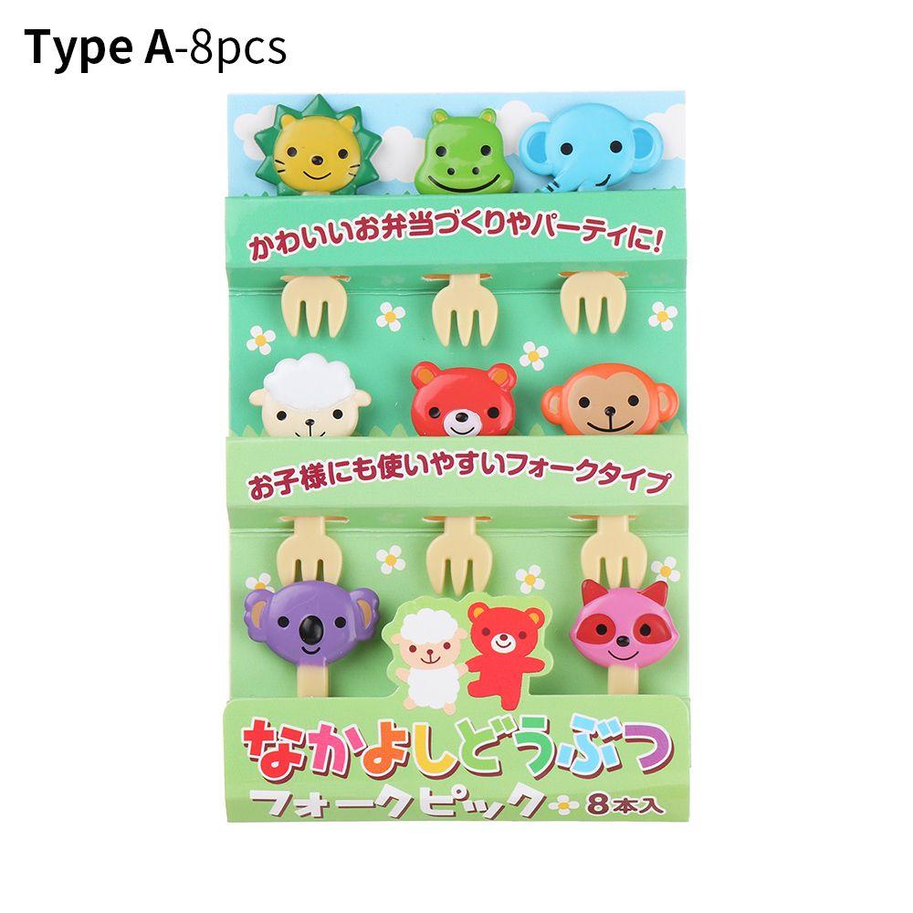 Cartoon Tableware Bento Lunches Decor Fruit Fork Cake Dessert Pick Toothpick Stick