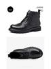 Men's Black High-Top Martin Boots - British Style Casual Motorcycle Leather Footwear for Autumn and Winter.