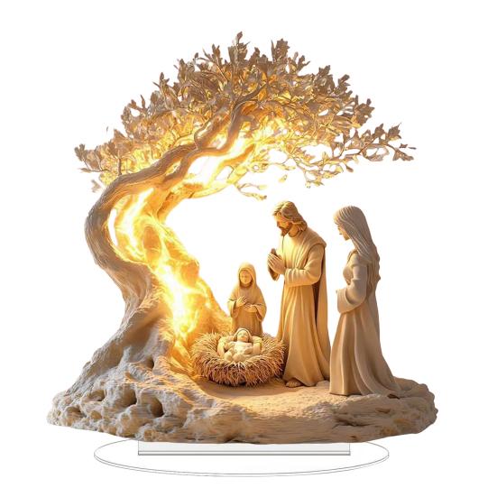 Акриловая настольная табличка 2D плоская Фея/Дерево/Сцена Рождества/Ворона Настольное украшение на Рождество Пасху для дома офиса полки столешницы