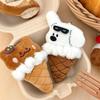 Cute Cartoon Ice Cream Animal Plush Keychain Kawaii Dog Rabbit Bear Stuffed Doll Pendant Toy Key Ring Backpack Decoration Gifts