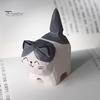 Деревянная резная фигурка кошки, ручная резьба по дереву, художественная статуэтка котенка, маленькая скульптура животного, украшение для домашнего офиса, рабочего стола, орнамент