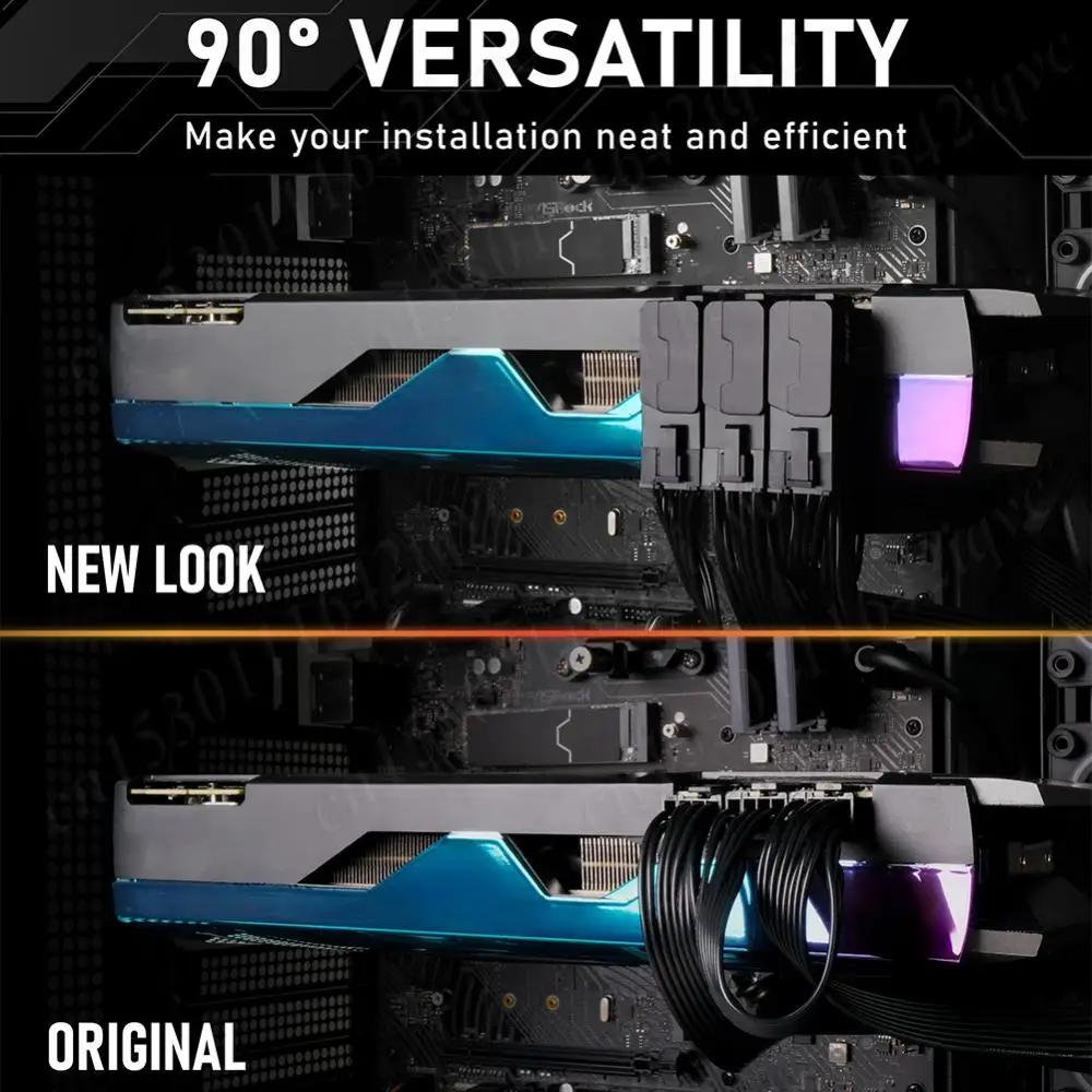 8-Pin PCIe GPU Power Adapters Head Power Interfaces Steering Head Graphics Card Power Adapter Connector for Desktops Graphics