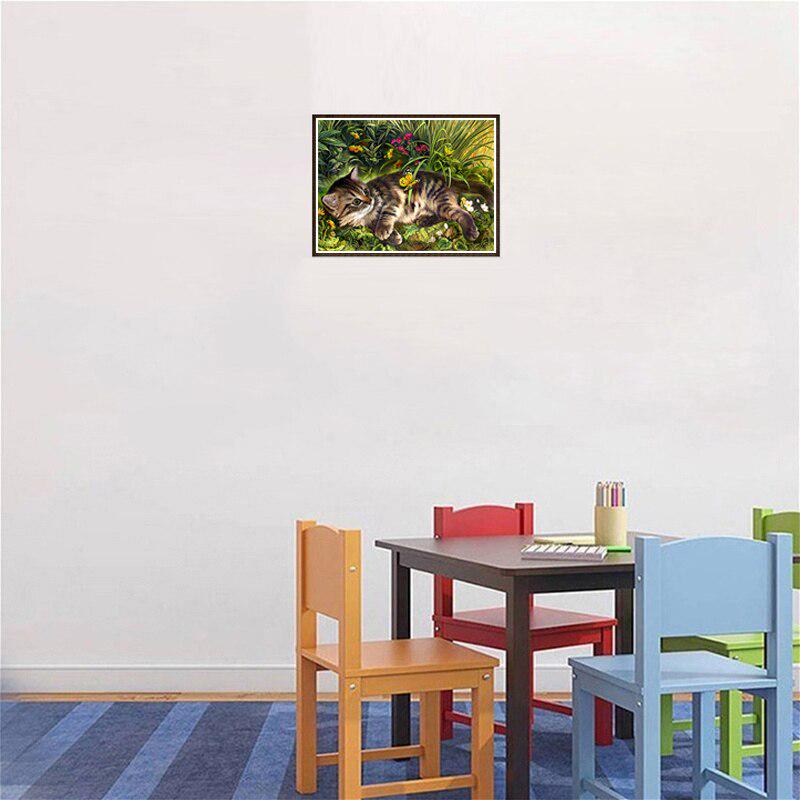 5D Алмазная картина Кошка Животное DIY Полный круглый Алмазная вышивка Крестом