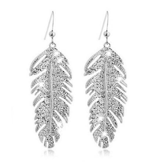Women's Retro BohoFeather Rhinestone Eardrops Party Hook Dangle Earrings