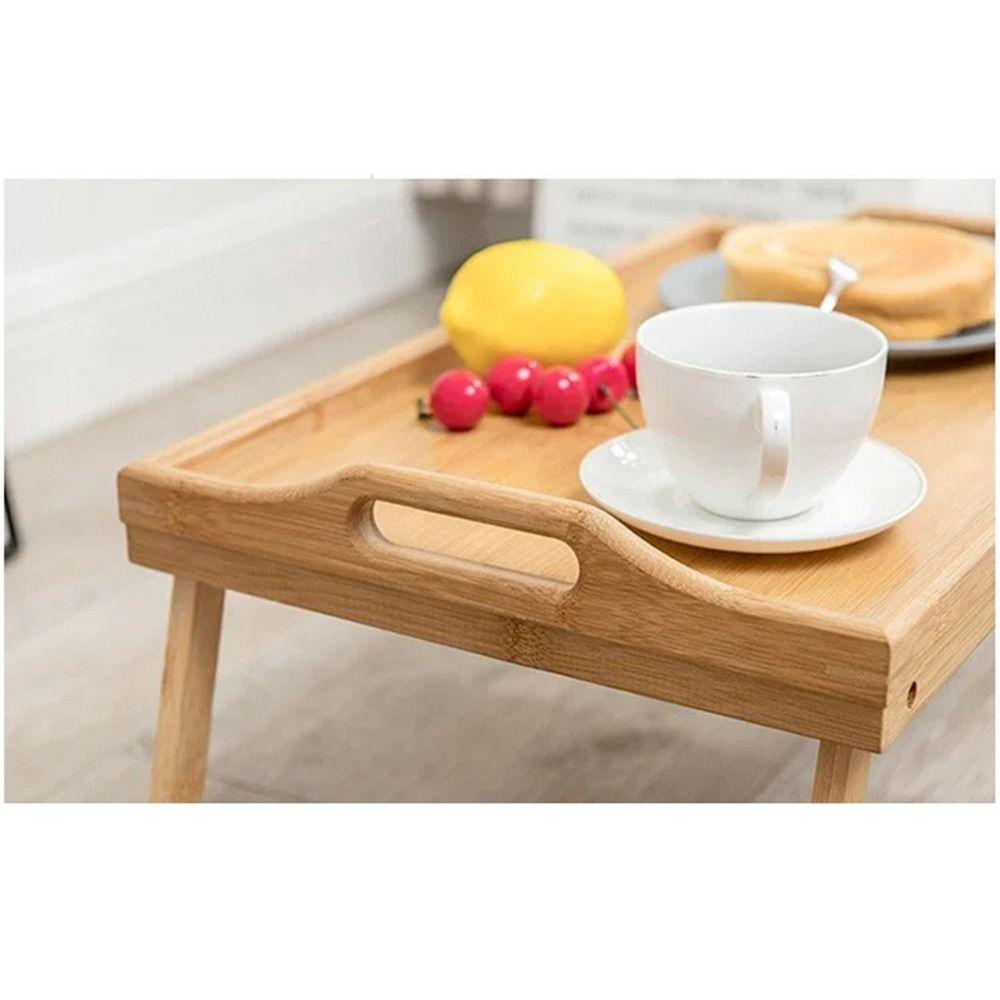 Foldable Legs Foldable Dining Table Bamboo Material Breakfast Serving Tray  Living Room