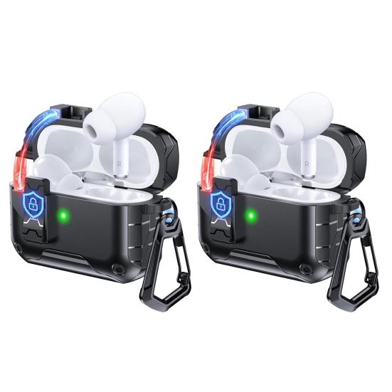 2Pcs Earbud Protective Case for AirPods Pro 3 Charging Case Portable Shockproof Wireless Earphone Cover Protector Shell Skin with Safety Lock Phone