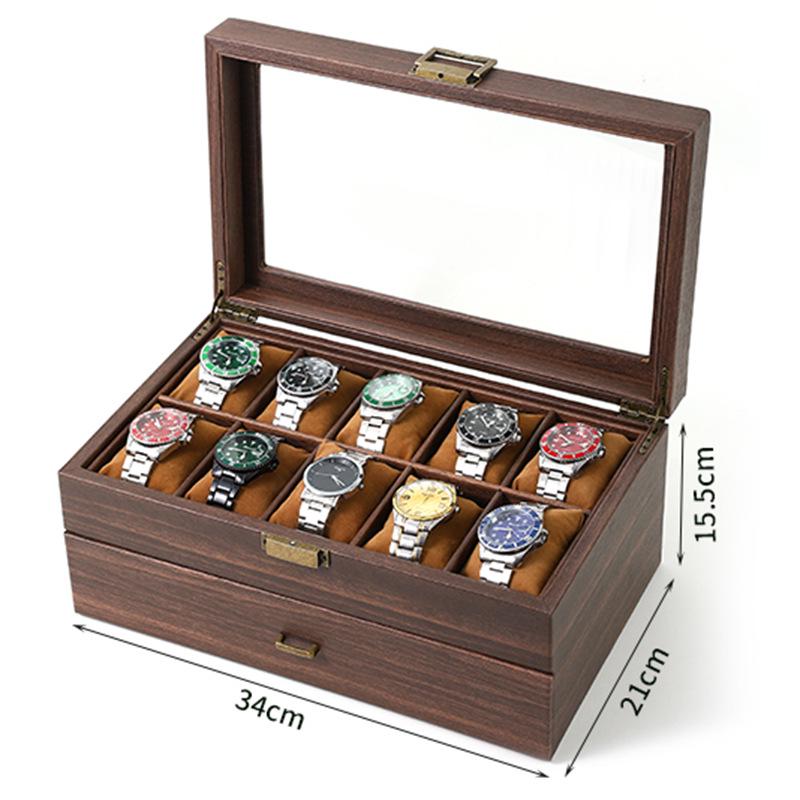 «Коробка для хранения часов и ювелирных изделий из искусственной кожи с текстурой под дерево в стиле ретро»