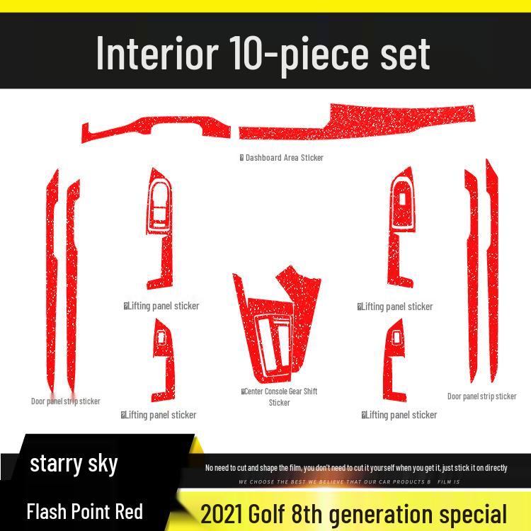 Совместимо с модом интерьера VW Golf 8-го поколения 2021 года: Наклейки для защиты центральной консоли и дверей из углеродного волокна