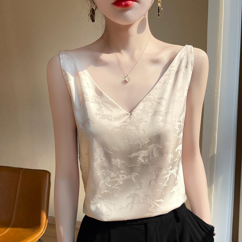 VEZFAA Женская мода повседневные однотонные принты лето весна без рукавов V-образный вырез блузки и рубашки